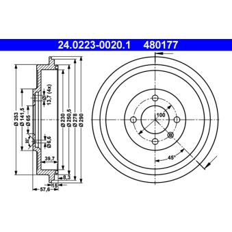 Tambour de frein ATE [24.0223-0020.1]