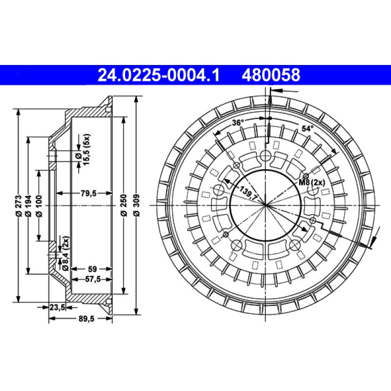 Tambour de frein ATE 24.0225-0004.1 - Visuel 1