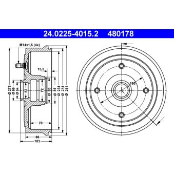 Tambour de frein ATE OEM 7701465898 Tambour de frein ATE OEM 7701465898
