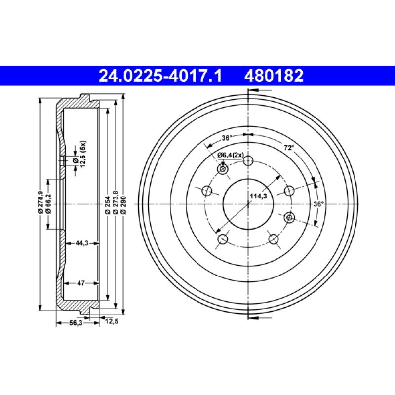 Tambour de frein ATE 24.0225-4017.1 - Visuel 1