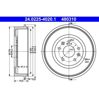 Tambour de frein ATE 24.0225-4020.1