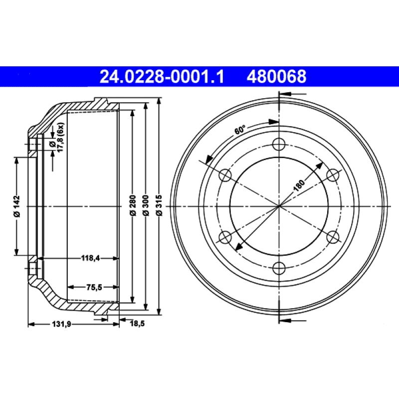 Tambour de frein ATE 24.0228-0001.1 - Visuel 1