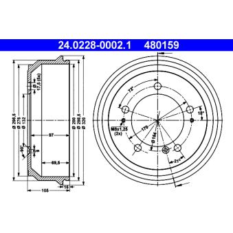 Tambour de frein ATE OEM 9160399 Tambour de frein ATE OEM 9160399