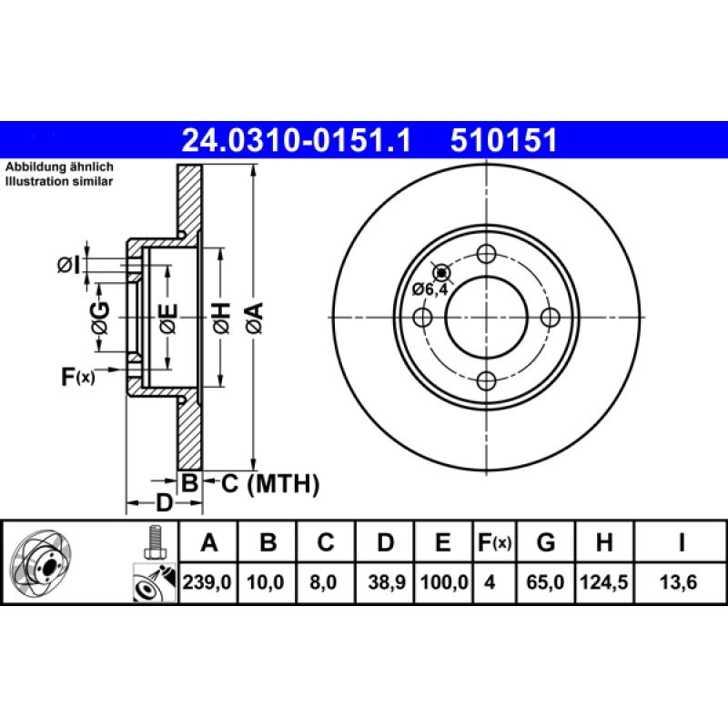 Jeu de 2 disques de frein avant ATE 24.0310-0151.1 - Visuel 1