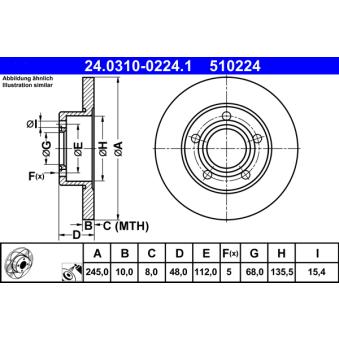 Jeu de 2 disques de frein arrière ATE OEM 8E0615601A Jeu de 2 disques de frein arrière ATE OEM 8E0615601A