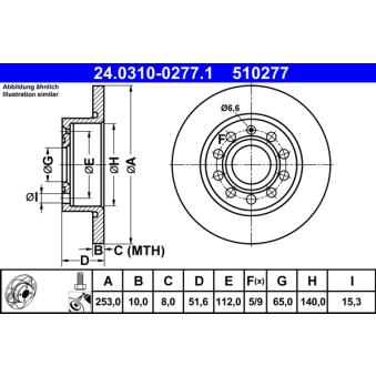 Jeu de 2 disques de frein arrière ATE OEM 1K0615601K