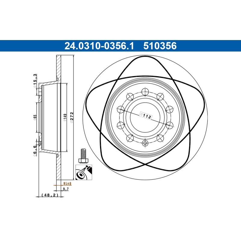 Jeu de 2 disques de frein arrière ATE 24.0310-0356.1 - Visuel 1