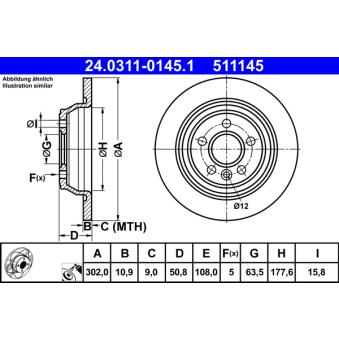 Jeu de 2 disques de frein arrière ATE OEM 1405500 Jeu de 2 disques de frein arrière ATE OEM 1405500