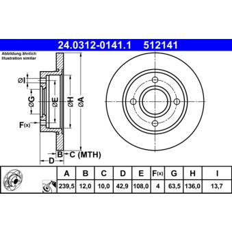 Jeu de 2 disques de frein avant ATE OEM 1019598