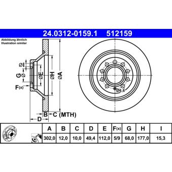 Jeu de 2 disques de frein arrière ATE OEM 4F0615601E
