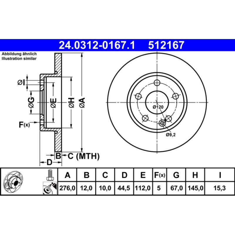 Jeu de 2 disques de frein avant ATE 24.0312-0167.1 - Visuel 1