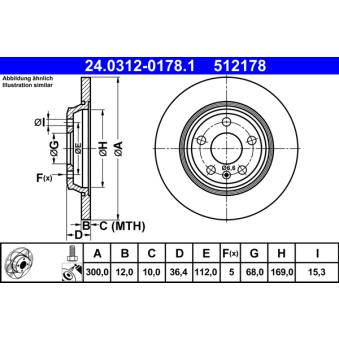 Jeu de 2 disques de frein arrière ATE OEM 8K0615601J