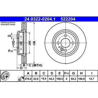 Jeu de 2 disques de frein avant ATE OEM 34111502891