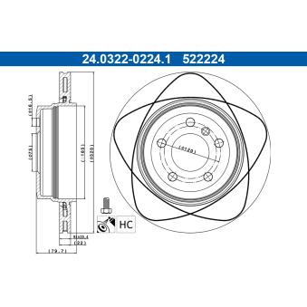 Jeu de 2 disques de frein arrière ATE OEM 34213332217