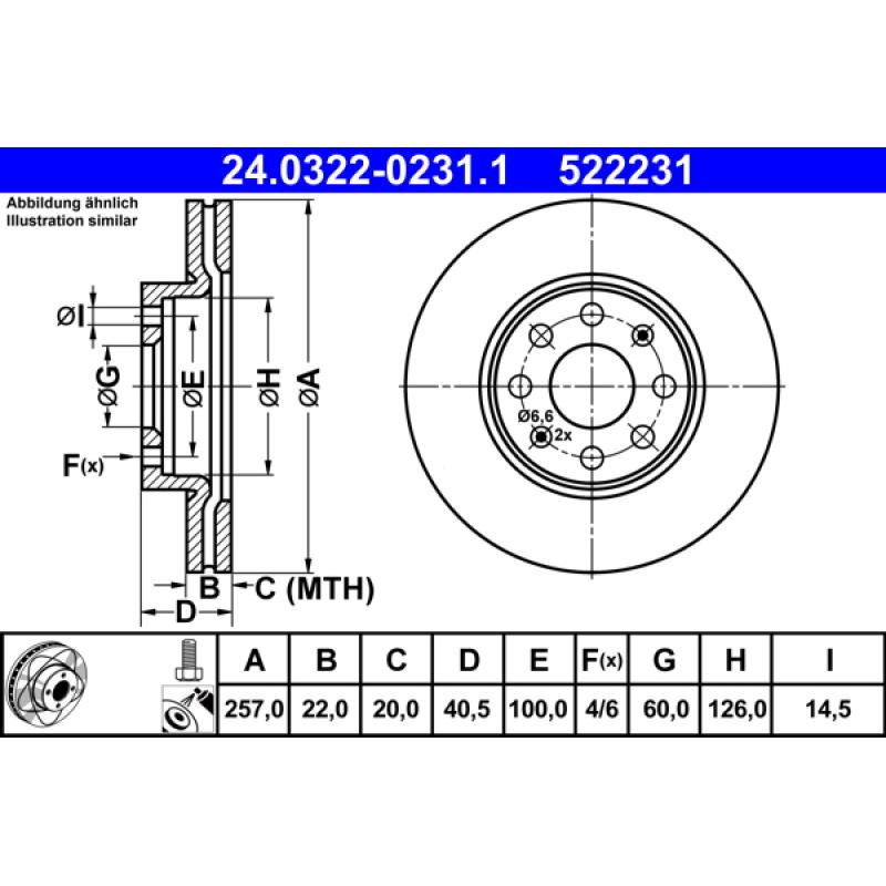 Jeu de 2 disques de frein avant ATE 24.0322-0231.1 - Visuel 1