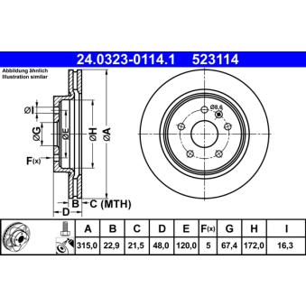 Jeu de 2 disques de frein arrière ATE OEM 13501314