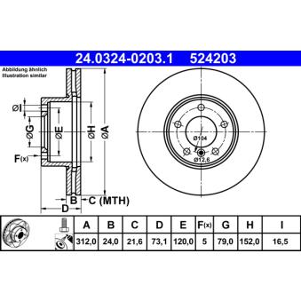 Jeu de 2 disques de frein avant ATE OEM 34116855006