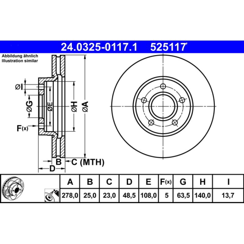 Jeu de 2 disques de frein avant ATE 24.0325-0117.1 - Visuel 1