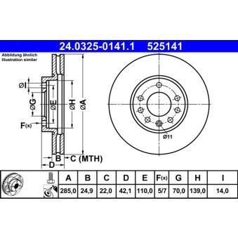 Jeu de 2 disques de frein avant ATE OEM 9156807
