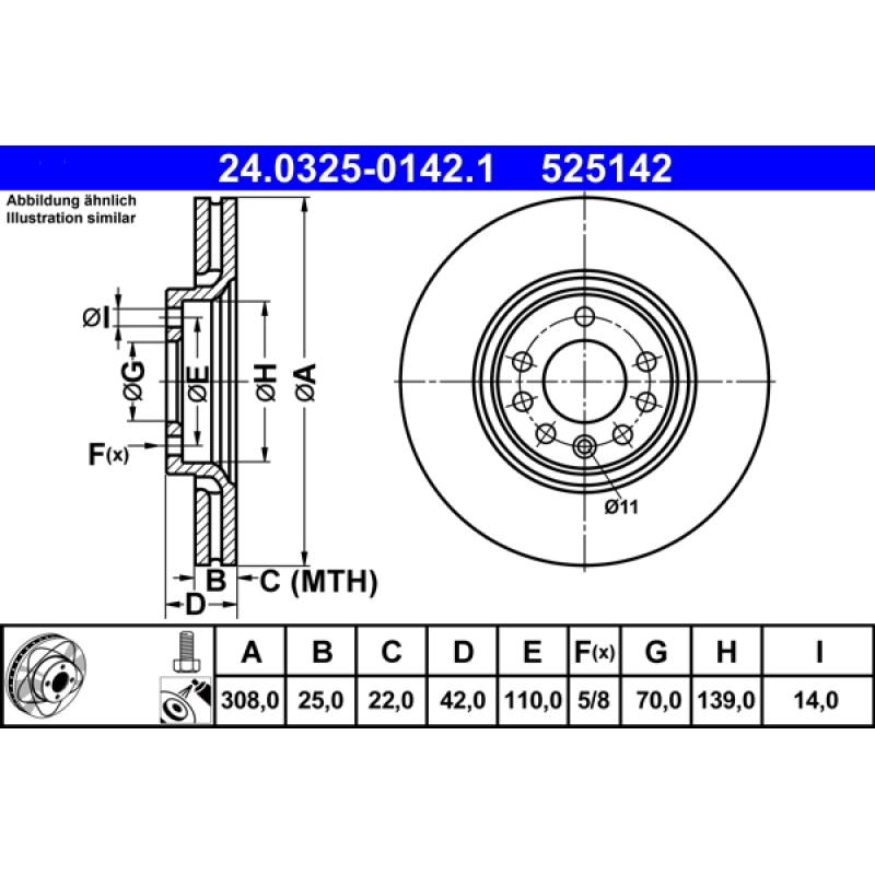 Jeu de 2 disques de frein avant ATE 24.0325-0142.1 - Visuel 1