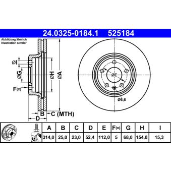 Jeu de 2 disques de frein avant ATE OEM 8W0615301G