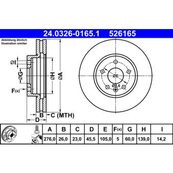 Jeu de 2 disques de frein avant ATE OEM 13502044