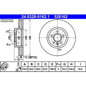 Jeu de 2 disques de frein avant ATE OEM 1434812