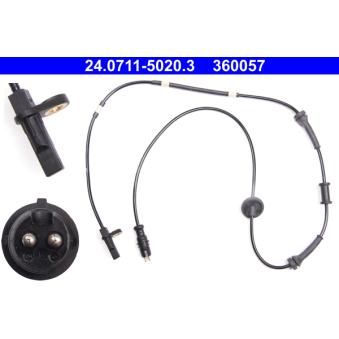 Capteur, vitesse de roue ATE 24.0711-5020.3
