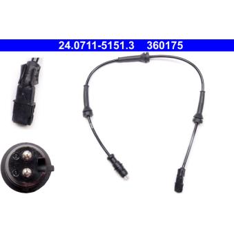 Capteur, vitesse de roue ATE OEM 8200346992