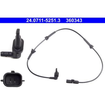 Capteur, vitesse de roue ATE OEM 8200735314