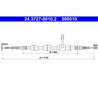 Tirette à câble, frein de stationnement ATE OEM 46542755