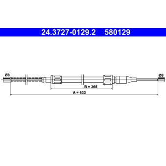 Tirette à câble, frein de stationnement ATE OEM 867609701