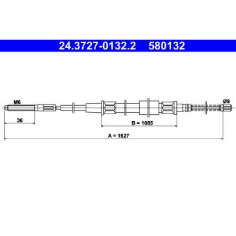 Tirette à câble, frein de stationnement ATE 24.3727-0132.2