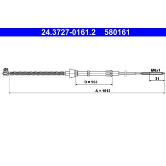 Tirette à câble, frein de stationnement ATE [24.3727-0161.2]