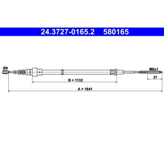 Tirette à câble, frein de stationnement ATE 24.3727-0165.2 pour BMW Série 3 1.9 TDI - 110cv