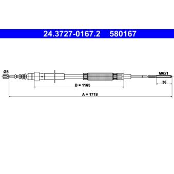 Tirette à câble, frein de stationnement ATE 24.3727-0167.2