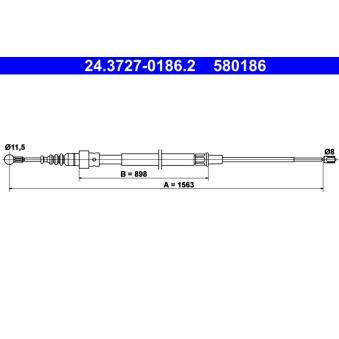 Tirette à câble, frein de stationnement ATE OEM 1T0609721D