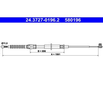Tirette à câble, frein de stationnement ATE OEM 1T0609721K