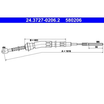 Tirette à câble, frein de stationnement ATE OEM 34411120189