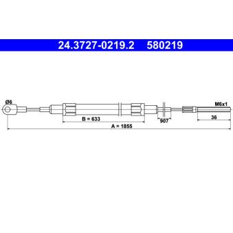 Tirette à câble, frein de stationnement ATE 24.3727-0219.2
