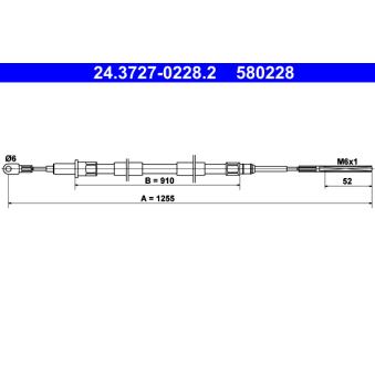 Tirette à câble, frein de stationnement ATE 24.3727-0228.2