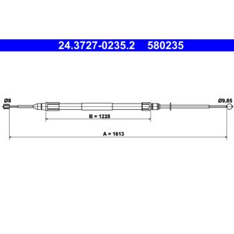 Tirette à câble, frein de stationnement ATE 24.3727-0235.2