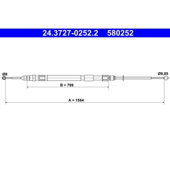 Tirette à câble, frein de stationnement ATE 24.3727-0252.2