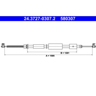 Tirette à câble, frein de stationnement ATE OEM 96032565