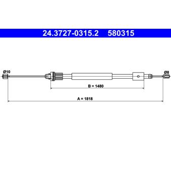 Tirette à câble, frein de stationnement ATE OEM 4745J3