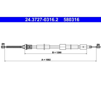 Tirette à câble, frein de stationnement ATE OEM 4745K4