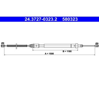 Tirette à câble, frein de stationnement ATE OEM 4745J9