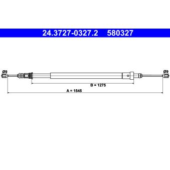 Tirette à câble, frein de stationnement ATE 24.3727-0327.2 pour AUDI Q8 1.8 LPG - 110cv