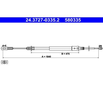 Tirette à câble, frein de stationnement ATE 24.3727-0335.2