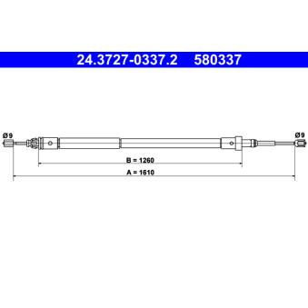 Tirette à câble, frein de stationnement ATE 24.3727-0337.2